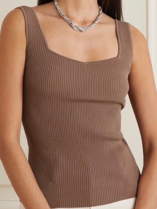 rag & bone Tops - Rag & Bone Stretchy Rib Knit Brown Minimalist Capsule Wardrobe Asher Tank Top XS